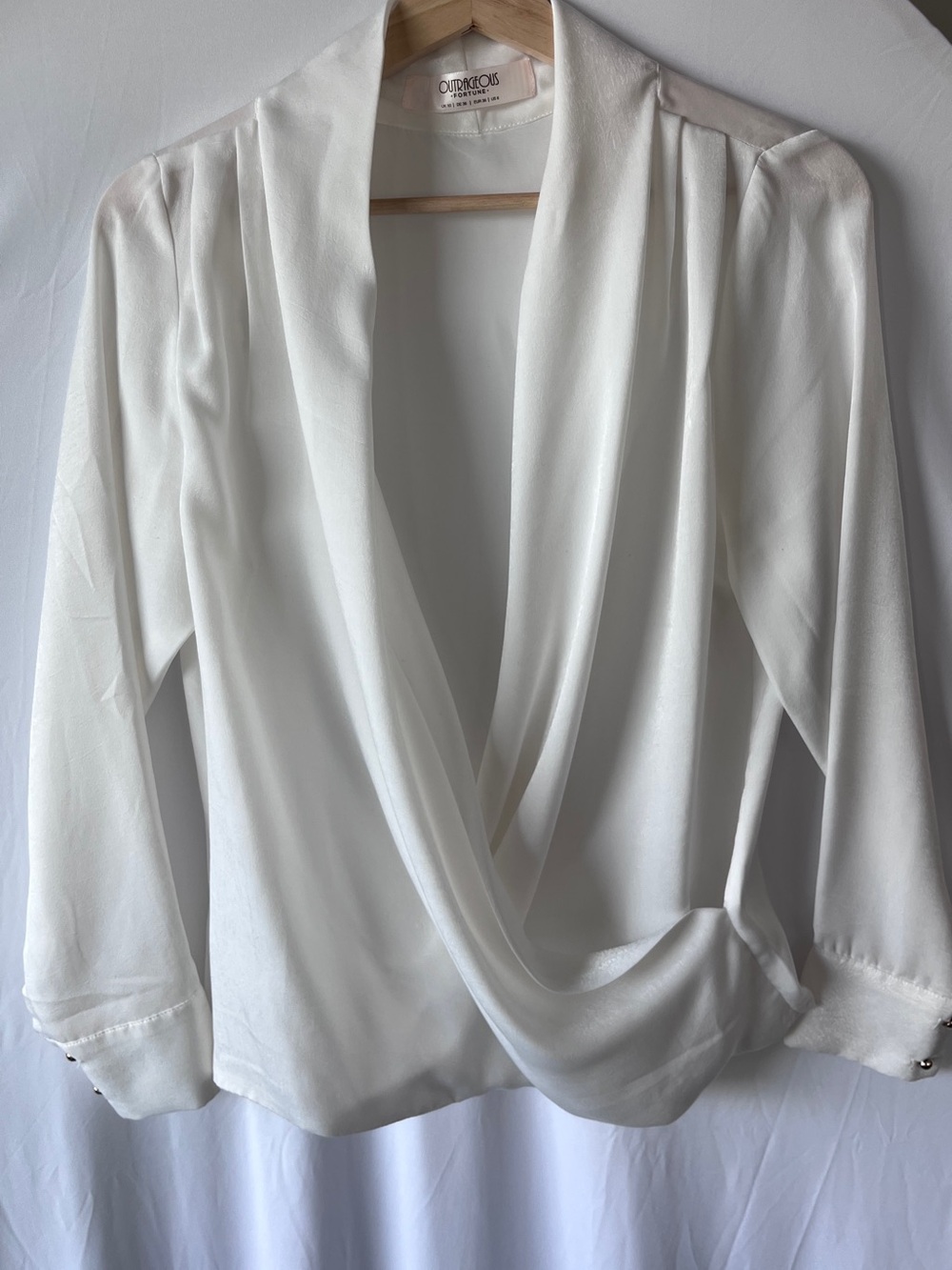 Outdoor Voices - Ivory Draped Crossover Blouse